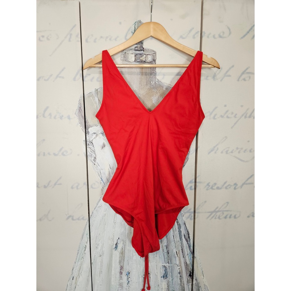TR3 One Piece Swimsuit Large Red RL 2.0 Lace Up Back High Cut Lifeguard
